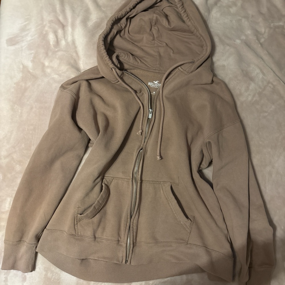 Hollister Brown Zip-Up Hoodie